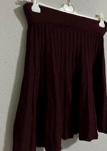 Bordo Örgü Midi Etek - Görsel 2
