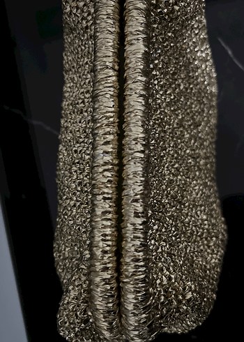 Kadın Altın Renkli Örgü Vintage Clutch Çanta - Görsel 3