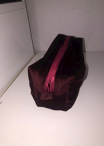 Fermuarlı Bordo Kadın Makyaj Çantası - Görsel 2