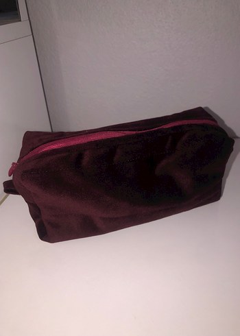 Fermuarlı Bordo Kadın Makyaj Çantası - Görsel 3