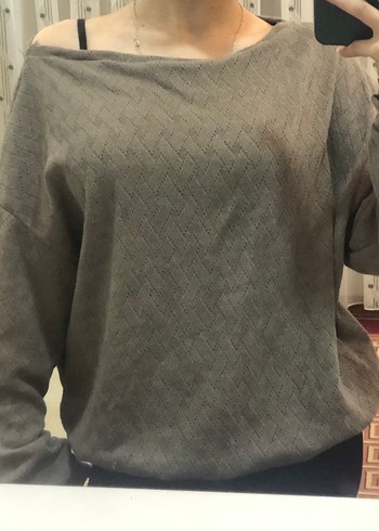 Kayık yaka Örgü Kadın Kazak - Görsel 2