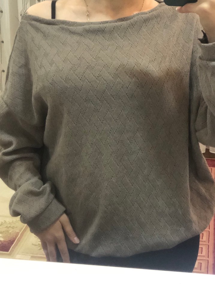 Kayık yaka Örgü Kadın Kazak - Görsel 4