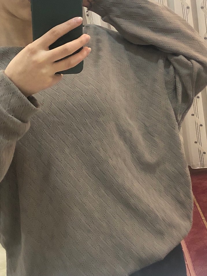 Kayık yaka Örgü Kadın Kazak - Görsel 3