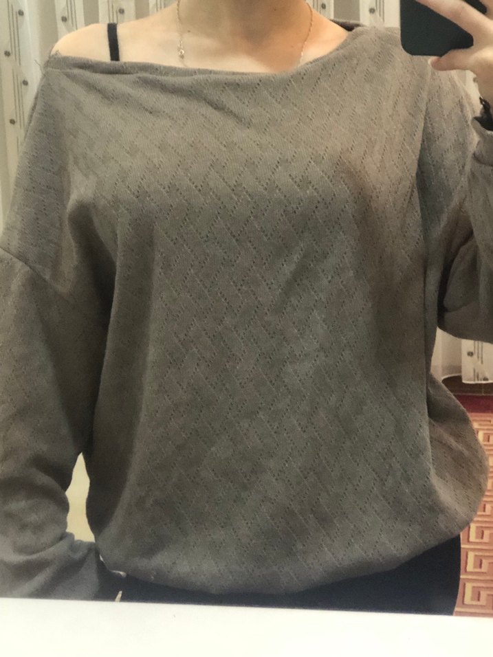 Kayık yaka Örgü Kadın Kazak - Görsel 2