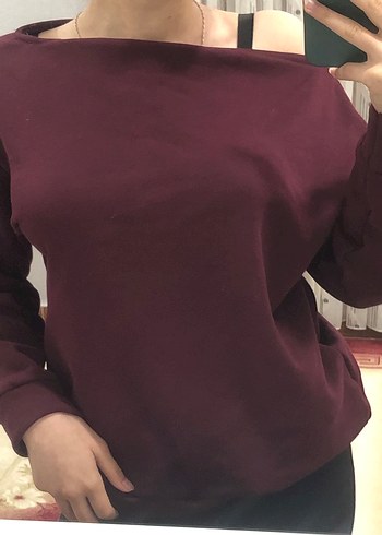 Kayık yaka sweatshirt - Görsel 2