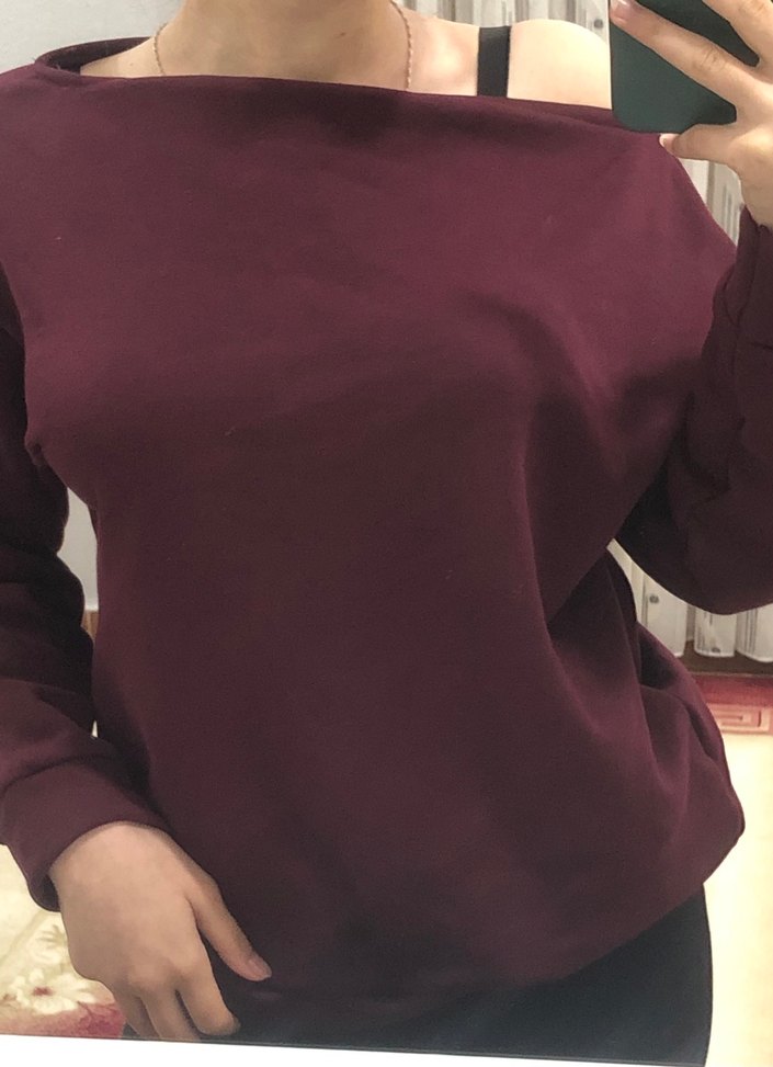 Kayık yaka sweatshirt - Görsel 2