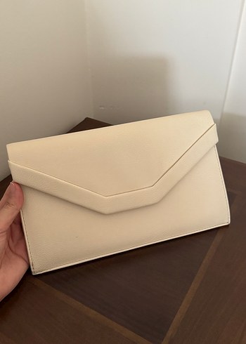 Kırık beyaz Deri Kadın Portföy Çanta - Görsel 2