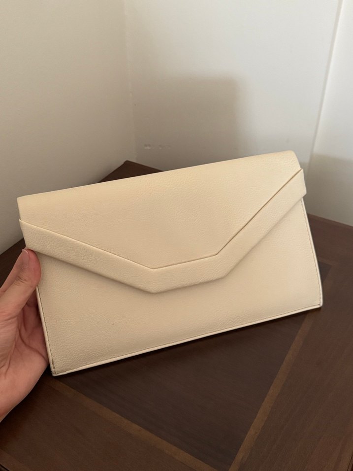 Kırık beyaz Deri Kadın Portföy Çanta - Görsel 2