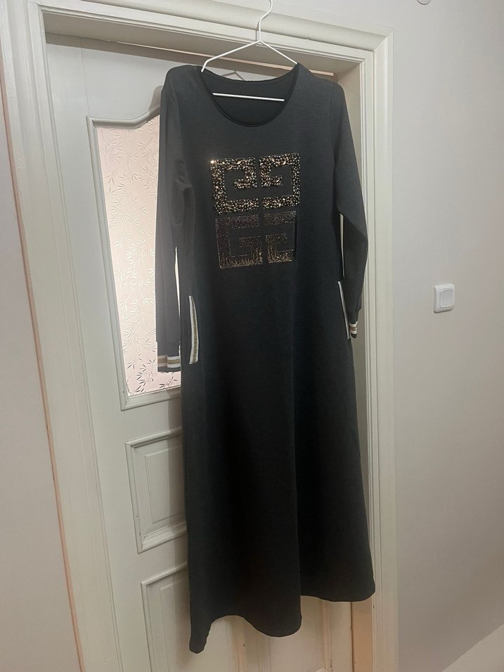 Gri uzun elbise - Görsel 2