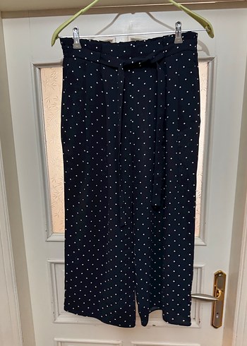 Lacivert Puantiyeli Midi Kumaş Pantolon - Görsel 2