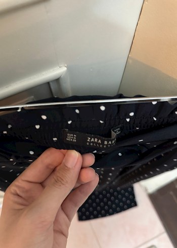 Lacivert Puantiyeli Midi Kumaş Pantolon - Görsel 3