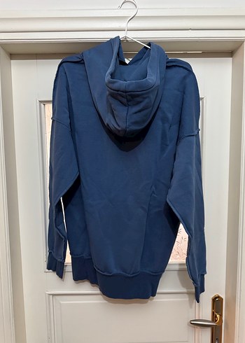 Mavi Kapüşonlu Unisex Sweatshirt - Görsel 2