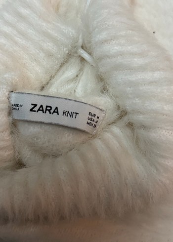 Beyaz Kadın Tüylü Boğazlı Kazak - Görsel 3