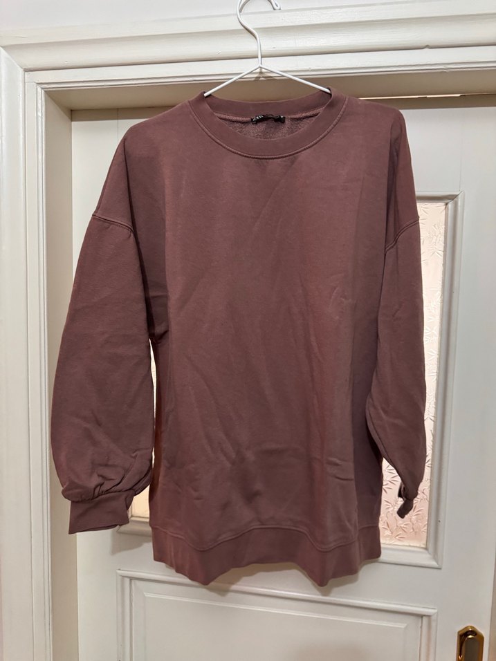 Kadın Bordo Salaş Uzun Kollu Sweatshirt - Görsel 2