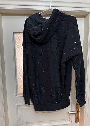 Kadın Siyah Kapüşonlu Batik Salaş Sweatshirt - Görsel 3