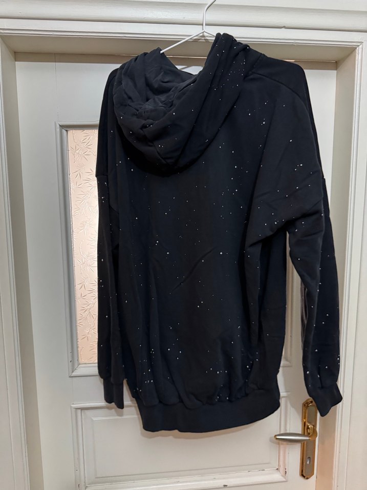 Kadın Siyah Kapüşonlu Batik Salaş Sweatshirt - Görsel 3