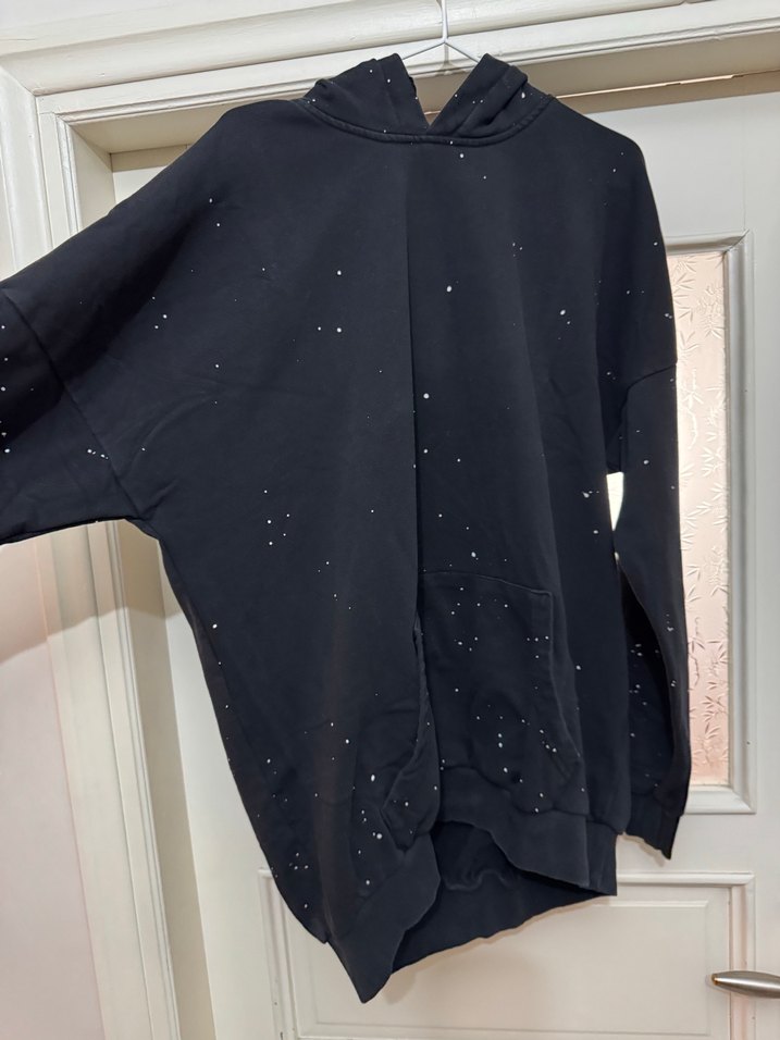 Kadın Siyah Kapüşonlu Batik Salaş Sweatshirt - Görsel 2