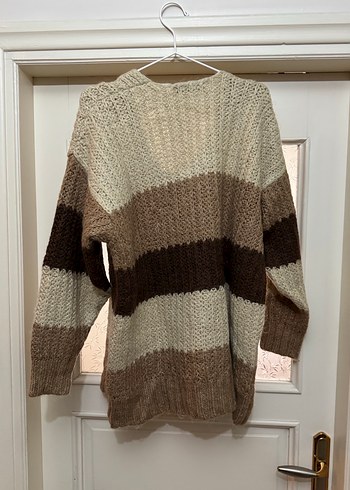 Bohem Tarz Çizgili Örgü Kadın Kazak - Görsel 2