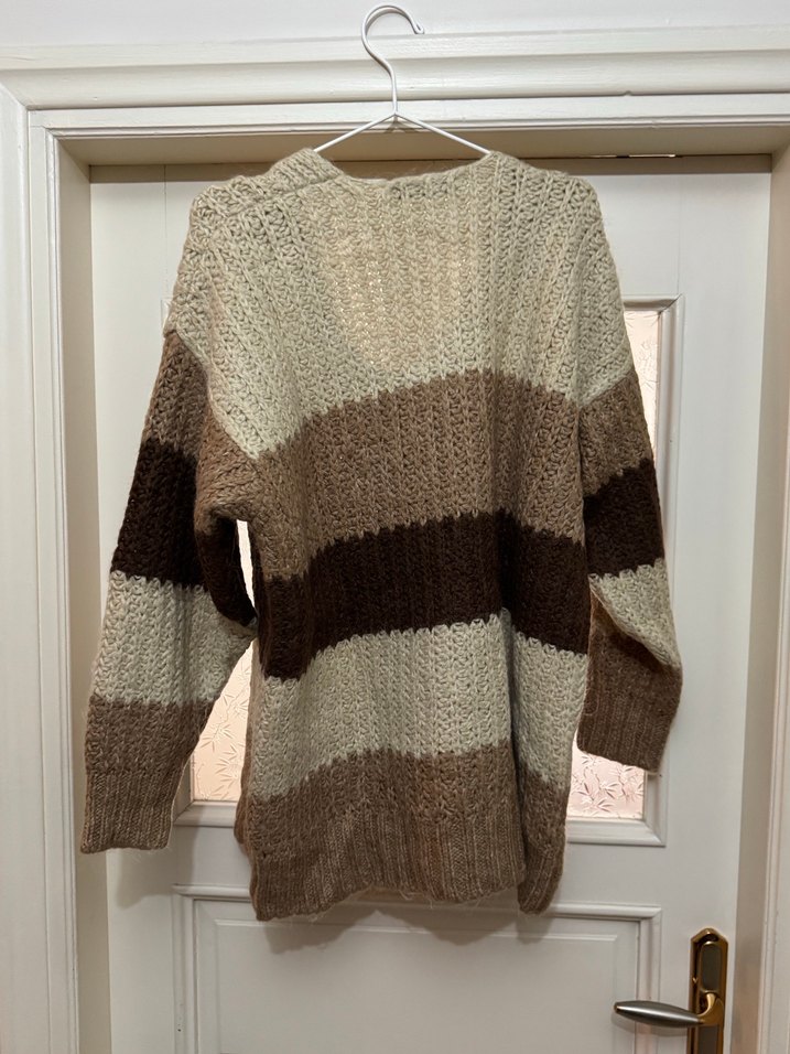 Bohem Tarz Çizgili Örgü Kadın Kazak - Görsel 2