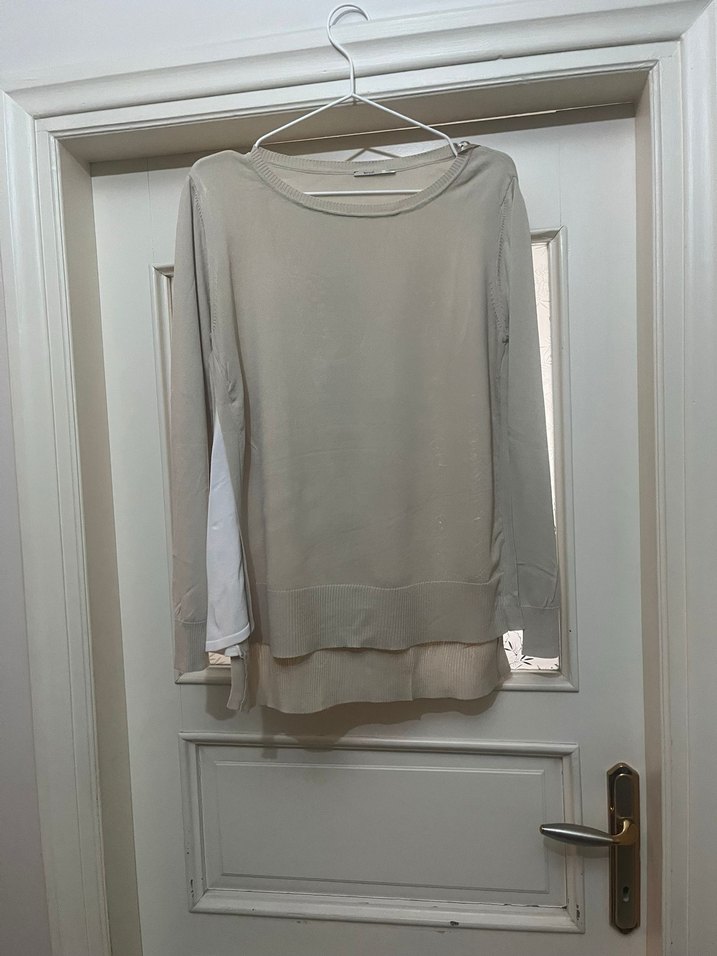 Bej Uzun Kollu Midi Kadın Kazak - Görsel 2