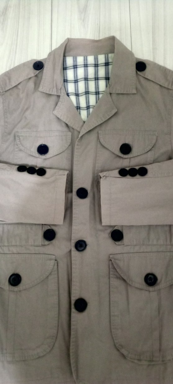 Düğmeli Bej Keten Erkek Ceket - Görsel 5