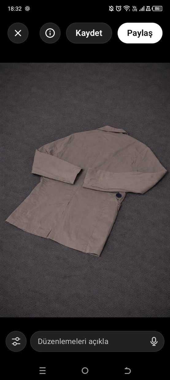 Düğmeli Bej Keten Erkek Ceket - Görsel 4