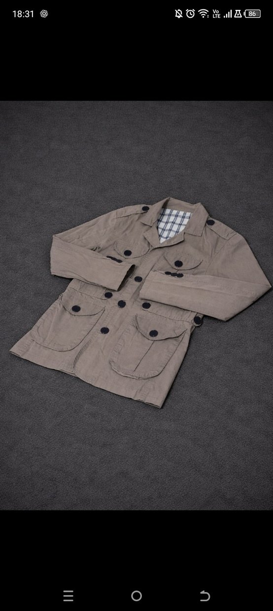 Düğmeli Bej Keten Erkek Ceket - Görsel 3