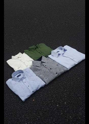5 lı Erkek Düğmeli uzun Kollu Pamuk Gömlek seti - Görsel 2