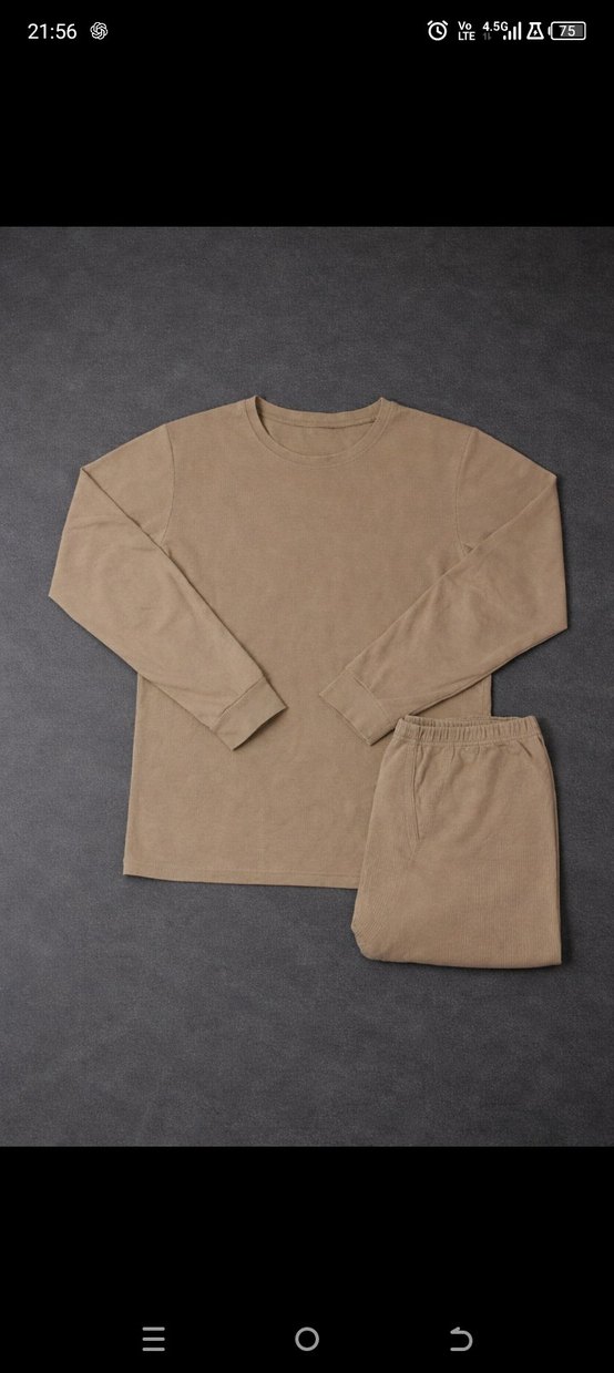 Bej Erkek Uzun Kollu Rahat alt üst içlik Takımı - Görsel 2