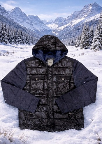 Erkek Siyah Kapüşonlu Fermuarlı Mont - Görsel 2