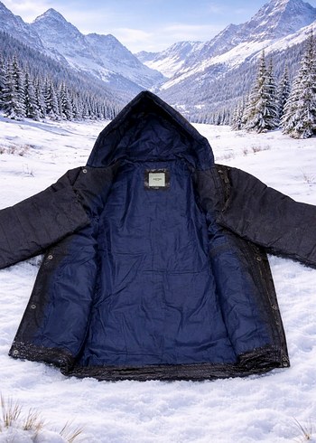 Erkek Siyah Kapüşonlu Fermuarlı Mont - Görsel 3