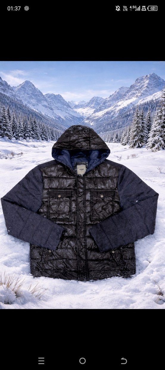 Erkek Siyah Kapüşonlu Fermuarlı Mont - Görsel 2