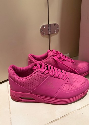 Pembe Kadın Spor Ayakkabı Yüksek Topuklu - Görsel 2