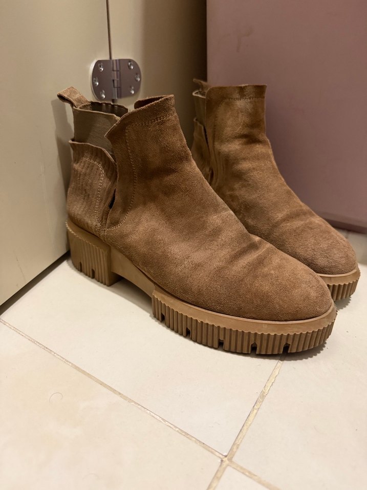 Kahverengi Süet Kadın Bot Platform Topuk - Görsel 2