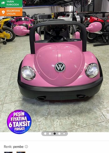 Koyu Pembe Elektrikli Çocuk Araba yeni - Görsel 3