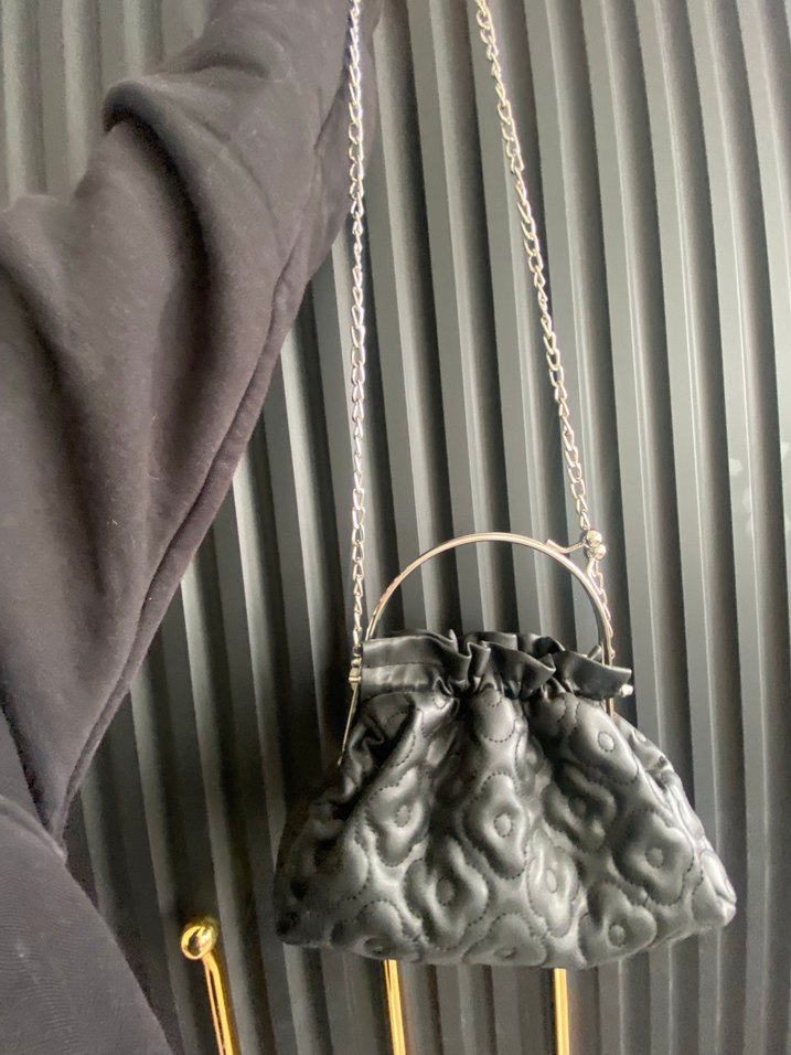 İnci Boncuklu Siyah Kadın El Çantası - Görsel 3