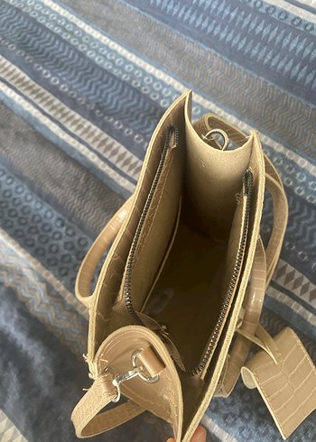 Bej Deri Yılan Desenli Kadın Çanta - Görsel 6