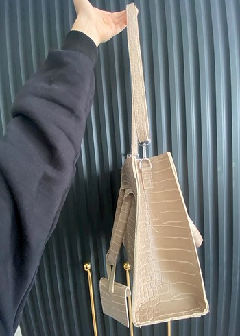 Bej Deri Yılan Desenli Kadın Çanta - Görsel 3