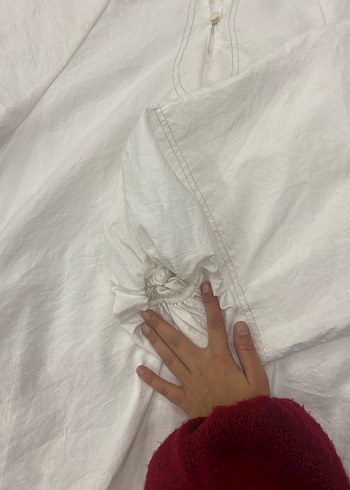 Uzun Kollu Beyaz Bağlama Desenli Pamuklu Elbise - Görsel 5