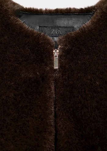 Kahverengi suni kürk kaban zara - Görsel 3