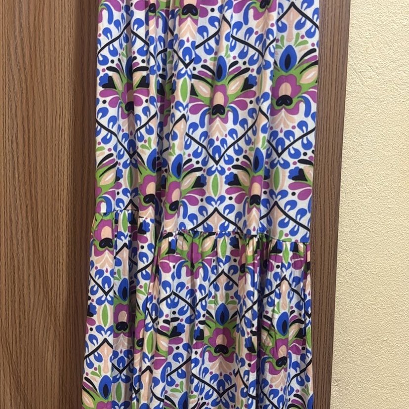 Renkli Bohem Uzun Pliseli Elbise - Görsel 3