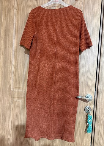 Kahverengi Örgü Midi Salaş Elbise - Görsel 3