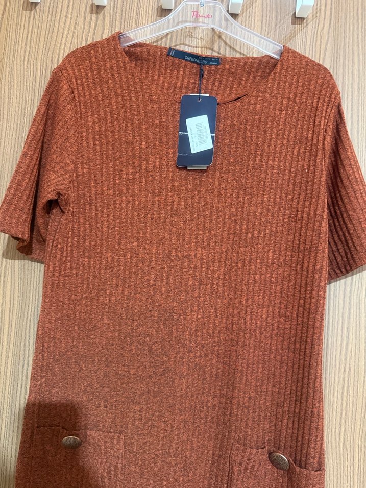 Kahverengi Örgü Midi Salaş Elbise - Görsel 2