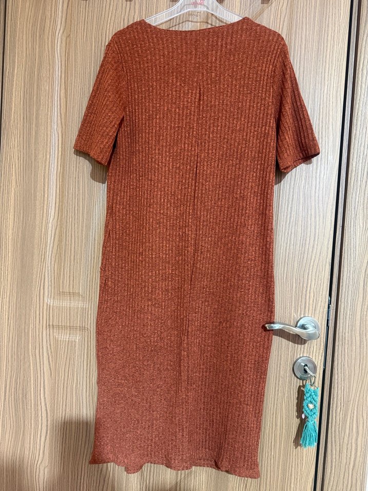 Kahverengi Örgü Midi Salaş Elbise - Görsel 3