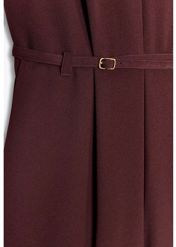 Bordo Kemerli Kadın Uzun Tulum - Görsel 3