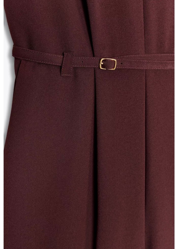 Bordo Kemerli Kadın Uzun Tulum - Görsel 3
