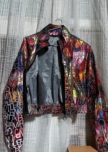 Renkli Tie-Dye Fermuarlı Kadın Yağmurluk - Görsel 3