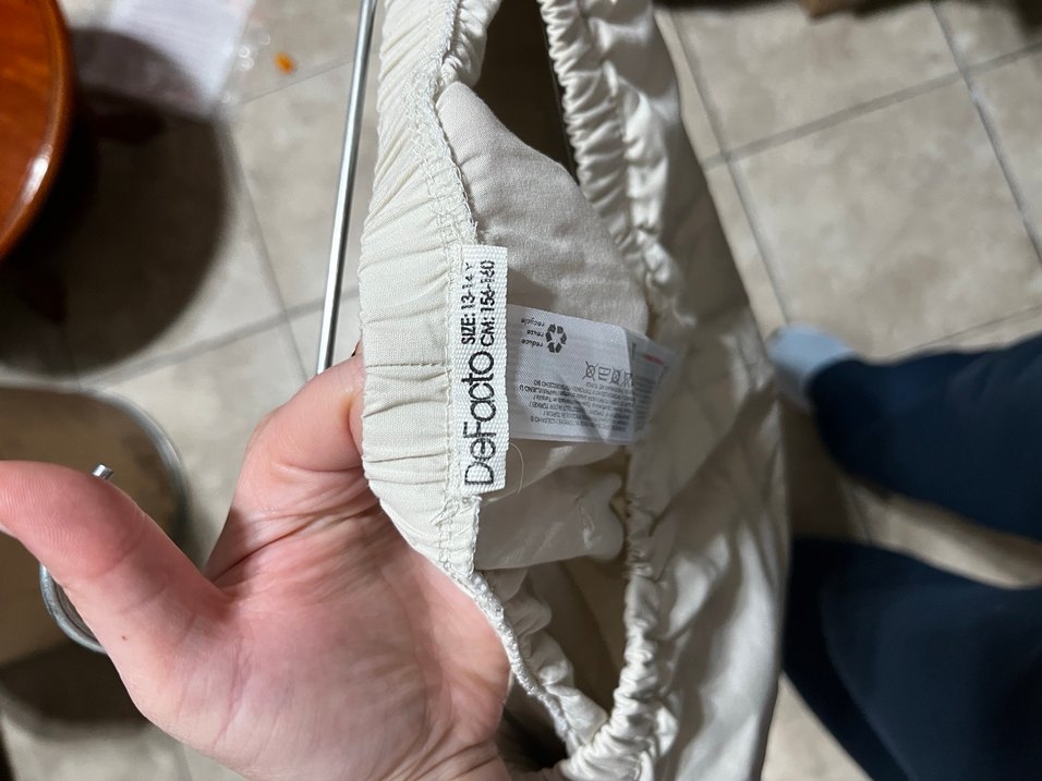 Kadın Gri Keten Salaş Midi Pantolon - Görsel 3