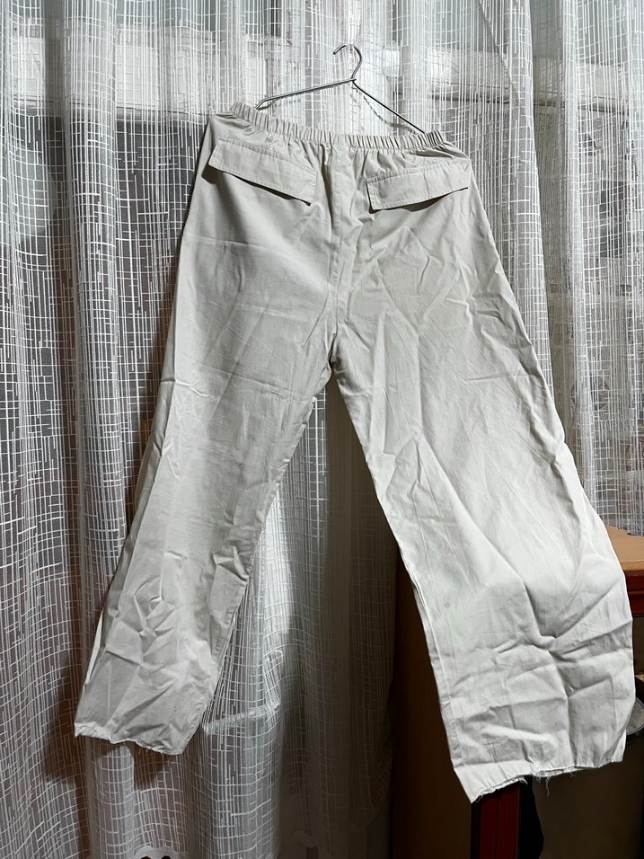 Kadın Gri Keten Salaş Midi Pantolon - Görsel 2