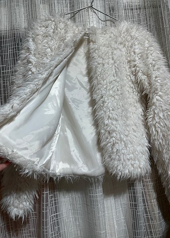 Gri Kadın Suni Kürk Midi Ceket - Görsel 2